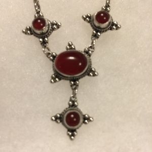 Sterling Silver & Carnelian Station Necklace